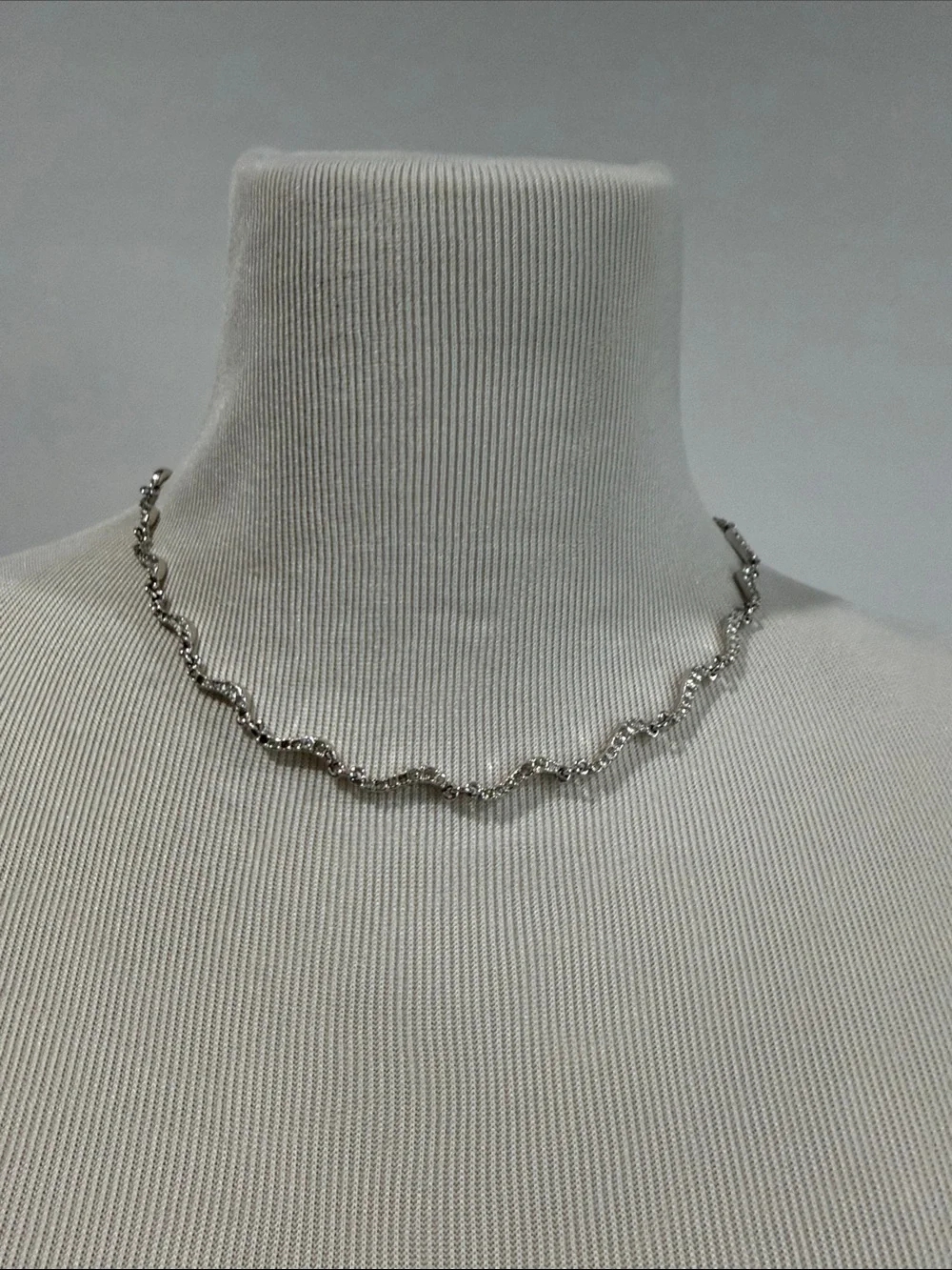 Swarovski Silver Wavy Crystal Choker Necklace